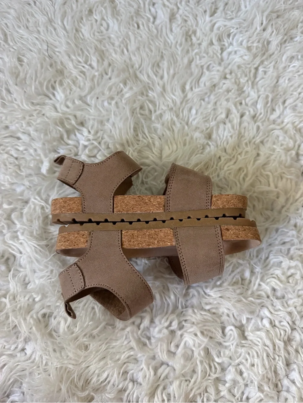 H&M Kids Tan Suede-Look Double-Strap Velcro Sandals